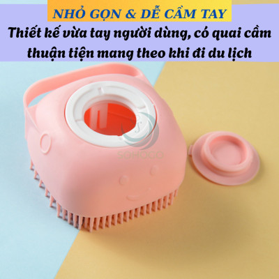 Bàn Chải Tắm Silicon 2 Trong 1 Tạo Bọt & Massage Toàn Thân-Bàn Chải Tắm Silicon Có Ngăn Chứa Sữa Tắm Thông Minh-Dụng Cụ Chà Lưng, Làm Sạch Cơ Thể Silicon Mềm Mại-Bàn Chải Tắm Cho Bé Và Người Lớn – Silicon Mềm, An Toàn