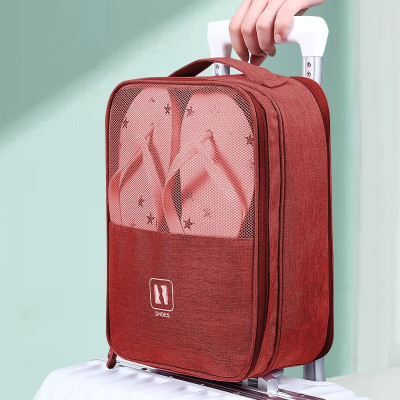 Túi Đựng Giày Dép Du Lịch 3 Ngăn Chất Liệu Chống Thấm Nước, Túi Để Giày Thể Thao Đa Năng Có Móc Gài Tay Kéo Vali Tiện Lợi - Hàng chính hãng