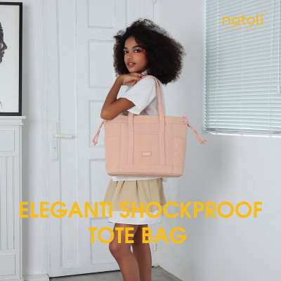 Túi tote nữ có khóa kéo Thương hiệu NATOLI, đựng laptop, đeo vai cao cấp BST Elegant Shockproof Tote Bag T17