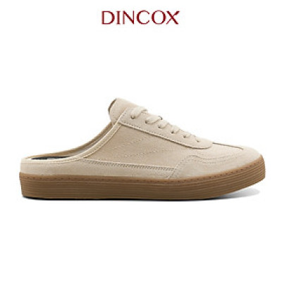 Giày Sục Đạp Gót Mules Vải Sneaker Unisex Nam Nữ DINCOX DC37 Lazy Mule Beige