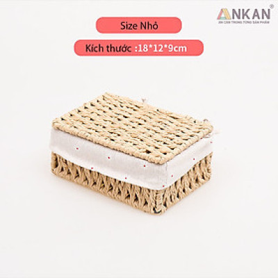 Giỏ Đựng Mỹ Phẩm Có Nắp ANKAN Dùng Để Bàn, Đựng Đồ Mini, Sắp Xếp Đồ Đạc Gọn Gàng, Ngăn Nắp