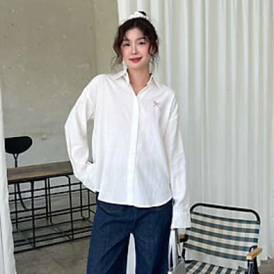 Áo sơ mi nữ thêu nơ trẻ trung nữ tính thích hợp đi làm đi chơi Bow Miều Est.2013