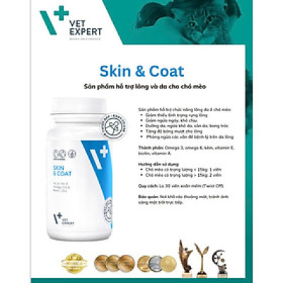 [ 30 viên ] Vet Expert bổ sung vitamin & khoáng , tăng cường miễn dịch, chăm sóc da và lông , xương khớp cho chó và mèo
