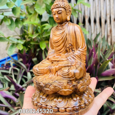 TƯỢNG PHẬT THÍCH CA GỖ BÁCH XANH THƠM NỨC KT CAO 15×9×8CM 