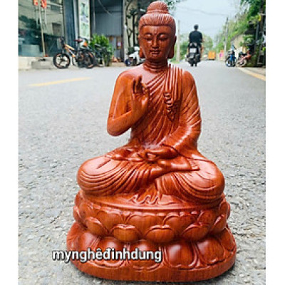 Tượng phật thích ca bằng gỗ hương đá tuyệt đẹp kt cao 30x15x15cm 