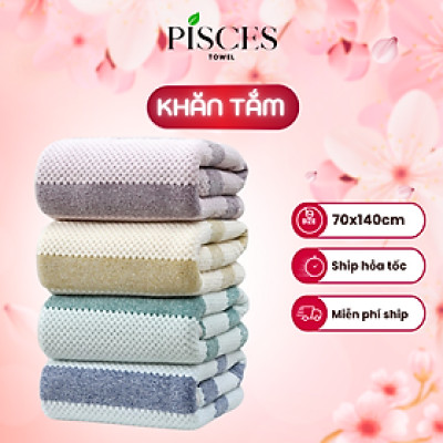 Khăn Tắm PISCES TOWEL 70x140cm Họa Tiết Tổ Ong Cotton Mềm Mại, Khăn Spa Yoga Gym Thể Thao Thấm Hút Mồ Hôi