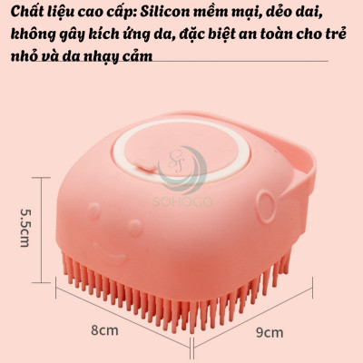 Bàn Chải Tắm Silicon 2 Trong 1 Tạo Bọt & Massage Toàn Thân-Bàn Chải Tắm Silicon Có Ngăn Chứa Sữa Tắm Thông Minh-Dụng Cụ Chà Lưng, Làm Sạch Cơ Thể Silicon Mềm Mại-Bàn Chải Tắm Cho Bé Và Người Lớn – Silicon Mềm, An Toàn