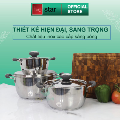 Nồi Inox đáy từ Fivestar Quai Silicon - Tặng 5 muỗng inox