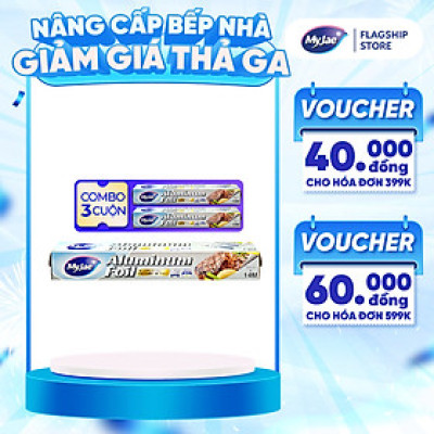 Combo 3 Hộp Giấy Bạc Màng Nhôm MyJae Đài Loan Để Bảo Quản, Nướng Thức Ăn, Bọc Thực Phẩm 30cm x 14m
