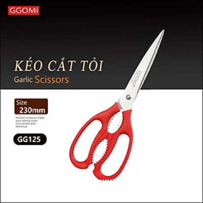 [Hàng Chính Hãng] Kéo nhà bếp, kéo cắt tỏi dài 23cm, lưỡi kéo dài 12cm bằng thép không gỉ  GGOMi GG125