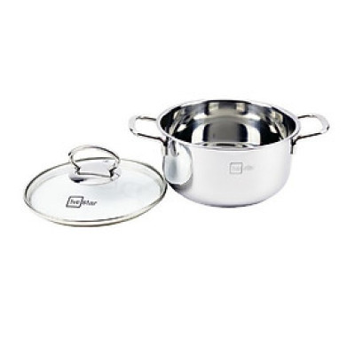 Nồi inox Fivestar 3 đáy từ Sanwich nắp kính 24CM