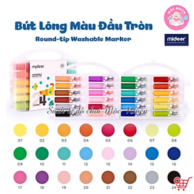 Bút Lông Màu Nước Round-tip Washable Marker, Bút Chấm Màu Đồ Dùng Học Tập Cho Bé - Mideer