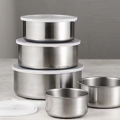 Bộ 5 Hộp Đựng Thực Phẩm Inox, Thố Lạnh Có Lắp Nhựa 5 Kích Thước