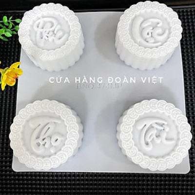 (COMBO 4 KHUÔN) Khuôn Nhấn Xôi, Khuôn Xôi, Khuôn Rau Câu Hình PHÚC LỘC THỌ TÀI 9 cm - Khuôn Nhựa, Sắc Nét. Chuyên phục v