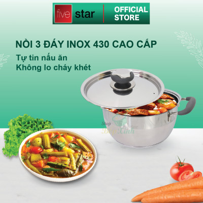 Nồi Inox đáy từ Fivestar Quai Silicon - Tặng 5 muỗng inox