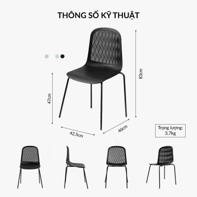 Ghế nhựa đúc chân kim loại Callipso