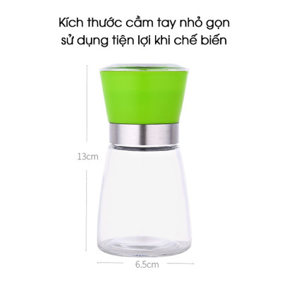 Dụng cụ xay và đựng tiêu thủy tinh nắp nhựa - màu ngẫu nhiên