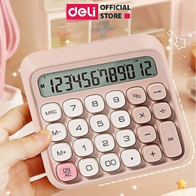 Máy Tính Để Bàn 12 Số Thiết Kế Mới Deli - Máy Tính Cầm Tay Màn Hình LCD Chất Lượng Cao Dùng Cho Văn Phòng