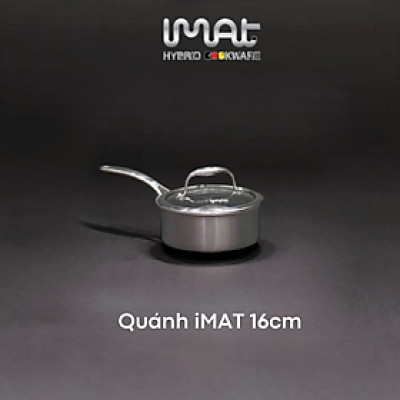 [Hàng chính hãng] Nồi, Quánh inox iMat Blackcube 16cm, Cao 8cm, Thể tích 1.6l, Phủ chống dính Daikin-Nhật Bản thế hệ mới