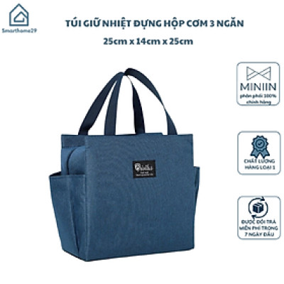Túi Giữ Nhiệt Đựng Hộp Cơm Trưa Văn Phòng, Túi Đựng Hộp Cơm Thực Phẩm Đa Năng Có Ngăn Chứa Chai Nước 2 Bên - HÀNG CHÍNH HÃNG MINIIN