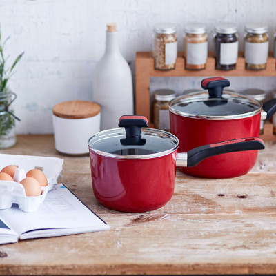 Nồi Chống Dính Forge Red Có Nắp Meyer 20cm - Thương Hiệu Mỹ, SX Thái Lan | Meyer Forge Red Saucepot 20cm