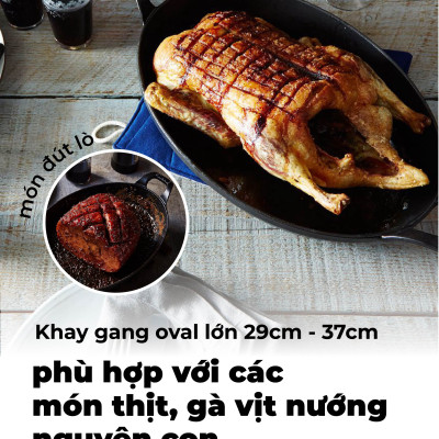 Staub - Khay oval màu đen - 37cm (B)