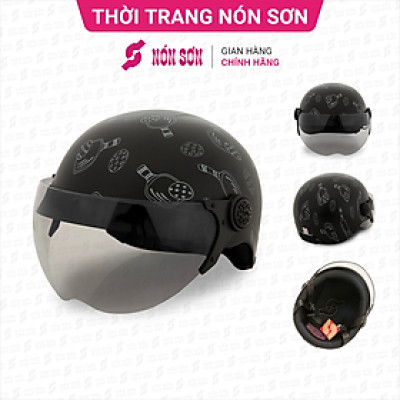 Mũ bảo hiểm có kính hoa văn NÓN SƠN chính hãng BKP-ĐN122