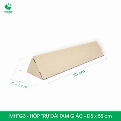 MHTG3 - D5x55 cm - 10 Hộp trụ dài tam giác thay thế ống giấy - Hộp carton đóng gói hàng