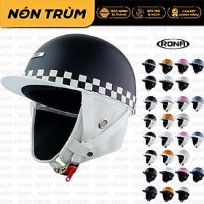 Nón bảo hiểm xe máy 1/2 Rona Bosozoku Plus có ốp tai da phong cách Retro cho nam và nữ