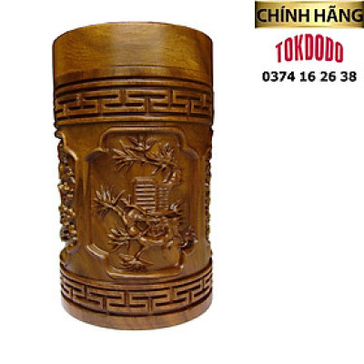 Hộp Đựng Trà Tứ Quý Gỗ Bách Xanh Nguyên Khối TOKDODO