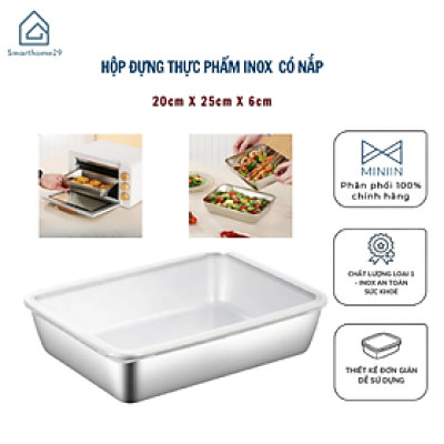 Hộp Đựng Thực Phẩm Inox Để Tủ Lạnh Có Nắp Đậy Đa Năng Tiện Lợi- Có 2 Size 13.5x10.5x5.8 cm và 20x5,5x25cm - Khay Inox 304 Chống Gỉ - Hàng Chính Hãng MINIIN