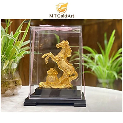 Tượng ngựa dát vàng 24k(22x17x14cm) MT Gold Art- Hàng chính hãng, trang trí nhà cửa, phòng làm việc, quà tặng sếp, đối tác, khách hàng, tân gia, khai trương