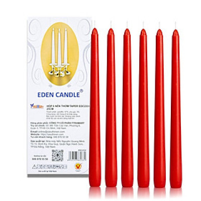 [22 Màu] Hộp 6 Nến Thơm Taper Eden Candle FTRAMART EDC2331 cao 25cm, phù hợp tất cả chân đế nến theo tiêu chuẩn cắm nến taper, Nến hình búp măng non