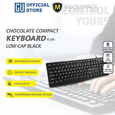 Bàn Phím Có Dây MicroPack OFFICE LITE 2 K-206 Với 12 Phím Đa Phương Tiện Tương Thích HĐH Windows/ MacOs Hàng Chính Hãng
