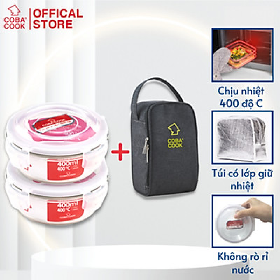 Bộ 2 hộp đựng cơm thực phẩm trữ thức ăn thủy tinh chịu nhiệt COBA