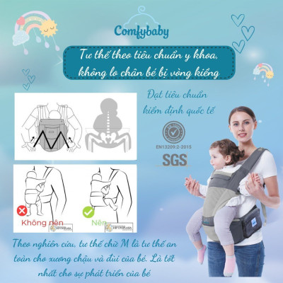 Địu ngồi cao cấp 4 tư thế  2 trong 1 Comfybaby CF818