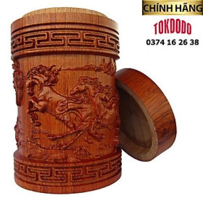 Hộp Đựng Trà Mã Đáo Gỗ Hương Đá Nguyên Khối TOKDODO