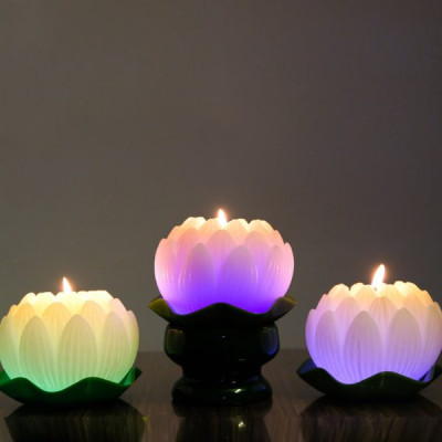 Nến thơm hoa sen lớn đổi màu đèn LED MIC5272 (Lựa chọn: vàng nhạt, hồng nhạt)