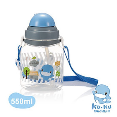 BÌNH UỐNG NƯỚC CÓ ỐNG HÚT CHO BÉ BẰNG NHỰA PP KU5399 - 550ML