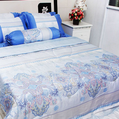 Bộ Drap & Chăn Chần Lụa Tencel Bee House F002 - Xanh Dương