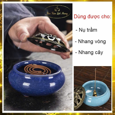 Lư Xông Đốt Trầm Hương Gốm Sứ Men Rạn Ngọc Chất Lượng Cao - HÀNG CHÍNH HÃNG MINIIN