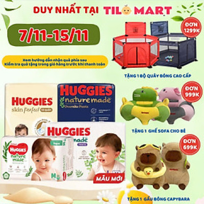 Tã/Bỉm dán siêu cao cấp Huggies Platinum Nature Made size S82 (82 miếng)