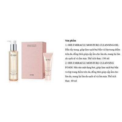 Bộ dầu tẩy trang OHUI Miracle Moisture Cleansing Oil 150ml set