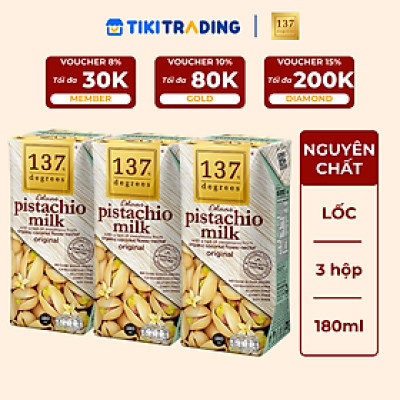 Lốc 3 hộp Sữa hạt Hạt dẻ Nguyên chất 137 DEGREES 180ml