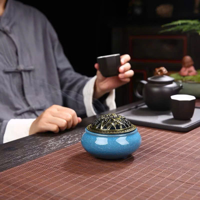 Lư Xông Đốt Trầm Hương Gốm Sứ Men Rạn Ngọc Chất Lượng Cao - HÀNG CHÍNH HÃNG MINIIN