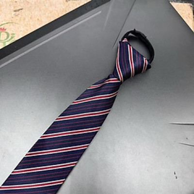 Cà vạt nam mẫu thắt sẵn dây kéo bản nhỏ 6cm mẫu tím hồng kẻ