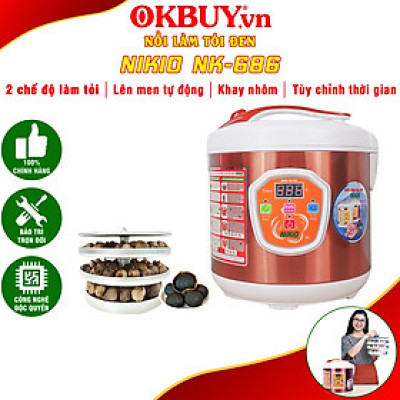 Máy (Nồi) Làm Tỏi Đen Nikio NK-686 - Công Nghệ Làm Tỏi Tự Động Nhật Bản, Thời Gian Làm Tỏi Và Sấy Khô Tùy Chỉnh Linh Hoạt Giúp Tỏi Thơm Ngon, Giàu Chất Dinh Dưỡng - Dung Tích 6 Lít, Làm Được 2Kg Tỏi - Cafe Sữa