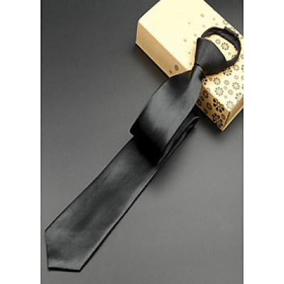 Cà Vạt Nam Thắt Sẵn Rút Dây Titishop CA56 - Đen