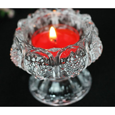 Đế nến thuỷ tinh hoa sen có chân trang trí bàn thờ