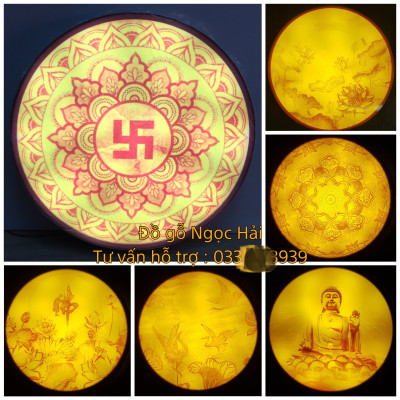 Combo bự bàn thờ chung cư kt 81cm bằng gỗ sồi + ám khói + đèn led ốp hậu bàn thờ 